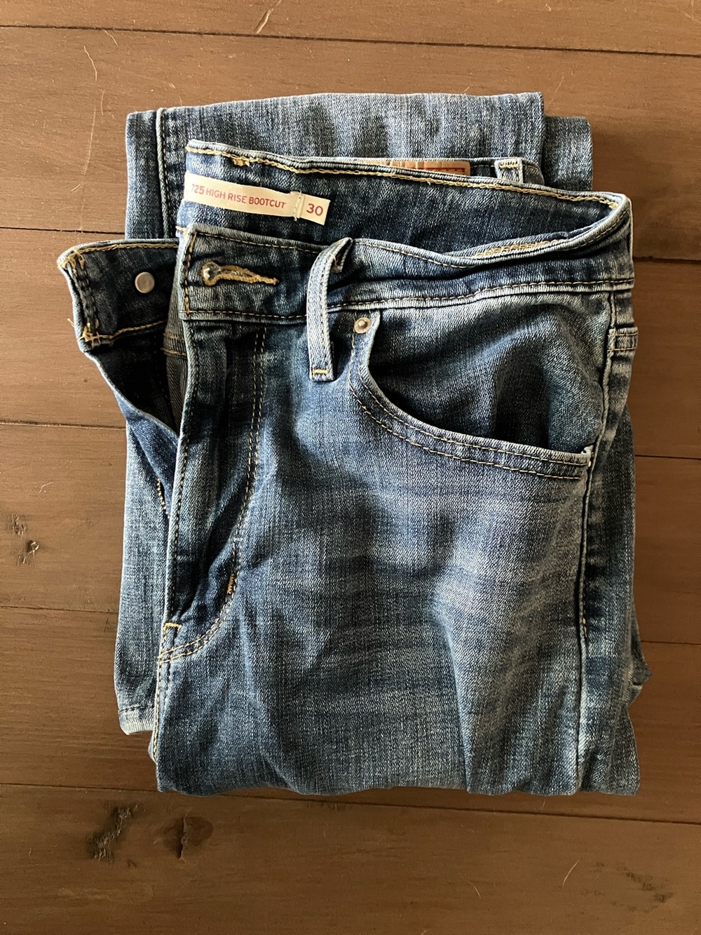Levi's Blue Denim Jeans 725 High Rise Bootcut 30 - Picture 2 of 9